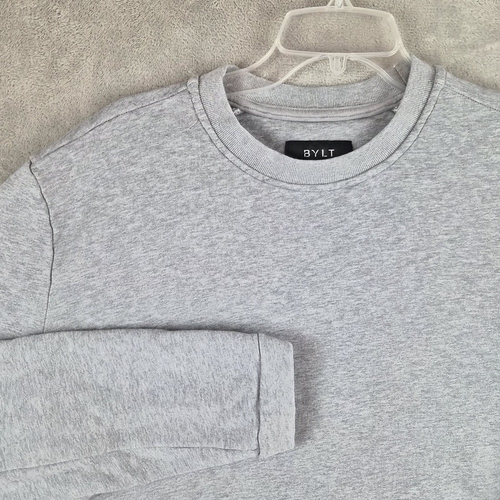 BYLT Basics Core Crewneck Sweatshirt Mens Medium Grey Long Sleeve 100% Cotton
